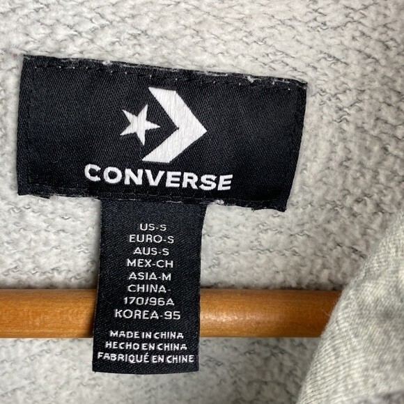 Converse Gray Long Sleeve Hoodie Camouflage Trim Sweatshirt S - Picture 5 of 5